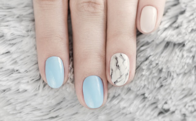 マーブル＆ワンカラーネイル
