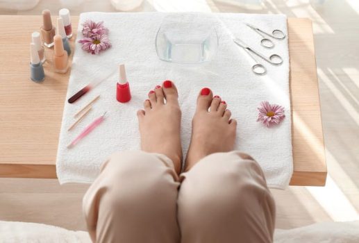 フットジェルネイルを塗布するときの姿勢